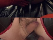 Wife double fists husband with two camera angles