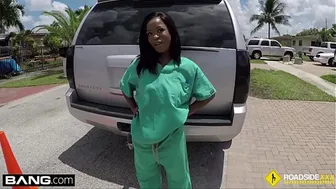 Stacy's roadside backseat fuck with her hung mechanic turns wild