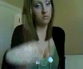 Blue eyed college coed chats with me on webcam and shows her belly