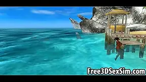 Sexy Ebony Cartoon Honey Goes Skinny Dipping Outdoors