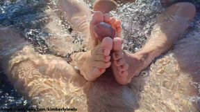 Cum On My Wet Step Sisters Feet - Dream Outdoor Bathtub Threesome Foot Job 4K