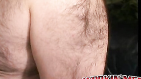 ”Beefy bear stroking bushy meat before cumshot solo”