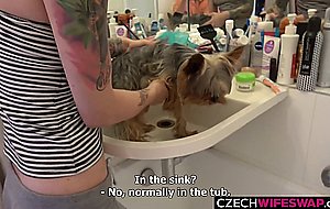 Tiny redhead girl cheating with friend