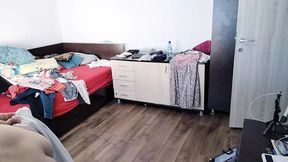 Sexy wife doing housework naked. Hairy brunette pussy, big ass, big tits. Sexy mom massages herself on vibrator.