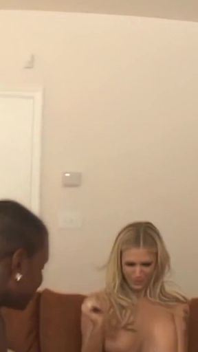 Must-see moment from &quot;A blonde intercourses with a black man in the presence of a buddy, resulting in a facial.&quot;