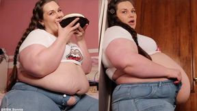 Stuffing a HUGE cake in tight jeans (480 MP4)