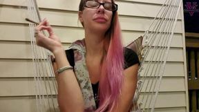 Spying on Vicky smoking a J- 4K