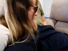 Blonde Babe's Clothes Ruined by Extreme Bukkake Before Work