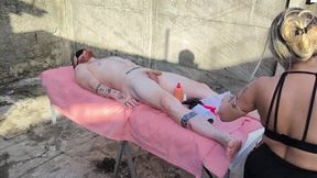 MILF stepsister gives a real sensual blowjob after massage