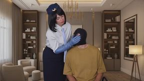 Smothered With Leather Gloves By Air Hostess Chloe