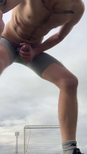 Public jerk off on soccer field