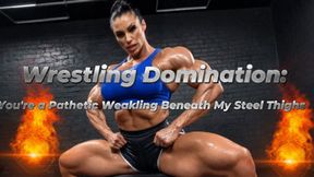 Wrestling Domination: You're a Pathetic Weakling Beneath My Steel Thighs