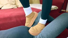 Cock trampling Uggs and Fluffy Socks , femdom Jozi trample