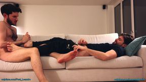 Massaging my friend’s feet and wanking together