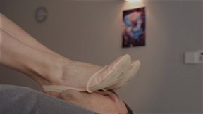 Goddess Amber Rule In The House - Pink And White Half Ballet Shoes - Part 02