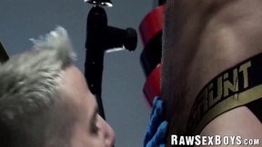 Slutty bottom Archer Croft is dildo banged & barebacked by hung Jordan Starr
