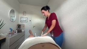 Nuru Massage Blowjob where caught jerking ends in tits deep throat
