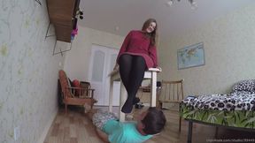 Table Leg Stomach Pressure Sit Watching Slave Unbound