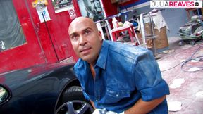 He gets a threesome in his auto repair shop