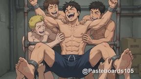 Frat House Initiation - Pledges Tied Down & Tickled By The Whole House (Anime Bara)