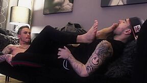 Lusty Tatted Man With Admirable Feet Receives Worshiped And