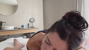 Spitty blowjob with happy end
