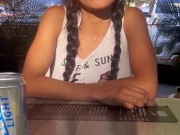 My boyfriend has control of my Lovense vibrator and records me while we are in a public restaurant