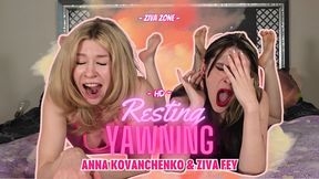 Exhausted Yawning Girls Mouth Wide Open Watery Eyes - Ziva Fey & Anna Kovanchenko (HD 1080p)