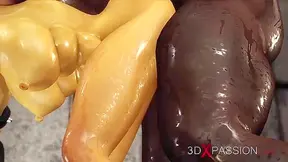 Cuffed sexy blonde with many boobs gets fucked rough by a black cock