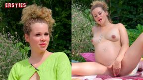 Ersties - Pregnant Helena masturbates with her mini vibrator in the garden