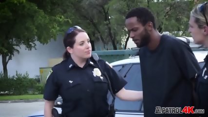 Young dude gets punished by busty cops