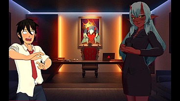 Under Contract [ FEMDOM HENTAI game PornPlay ] Ep.1 Succubus is fucking him on a leash !