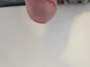 Natural uncut cock pissing on the morning thru the foreskin