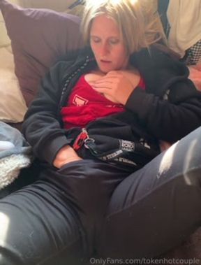 Horny smoking weed with my BFs friend and I start touching myself while he watches prt2