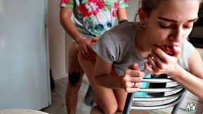 Teen In Knee Socks Gets Fucked In The Kitchen