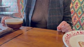 Naked in cafe