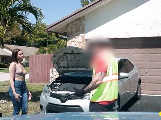 Slay Kay Needs A Hand With Her Car... And Her Cunt