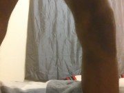 Tat's Pink Shirt And bikini Male black undies.. Cumshot