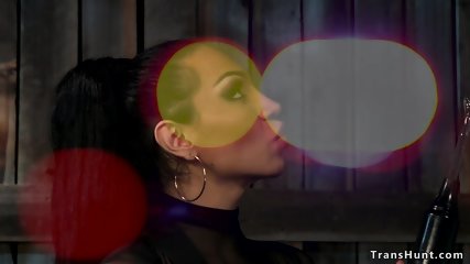 Busty shemale fucks ebony babe