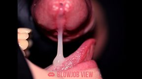 CLOSE UP - Amateur Stepsister Blowjob and Swallow