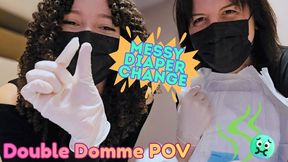 Two Dommes Change Your Messy Diaper POV