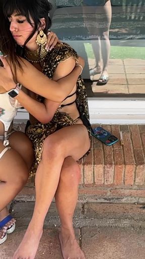 Threesome in the Pool with a Pakistani and a Latina - Aaliyah and Angry Doll