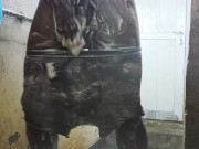 Pissing in pants, washing my ass and bushy cock then cumshot in the process