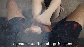 Cumming on the Goth Girls Pantyhose Feet 1