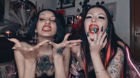 Halloween Vampires will make you jerk off and cum in your glass. Dominatrix Nika and DarkSpaceSolar. You&#039;ll drink your own cum