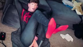 Super Hero Spiderman Cosplay Twink Getting Fucked By Machine