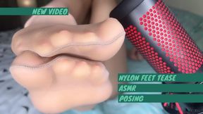 Nude nylon feet tease