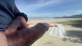 Wife in thong showing her ass on the beach