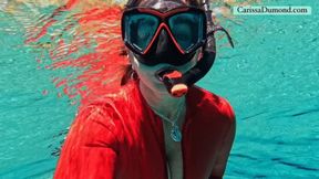 Carissa exploring the spring in the tight red catsuit