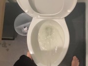 Naughty Piss Slut with a very Full Bladder Power Pisses all over the toilet while standing up!